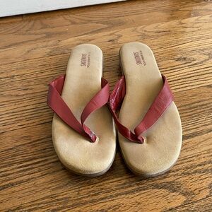 Red Leather Tan Flip Flip Sandal